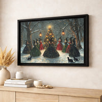 Snowy Forest Holiday Canvas Wall Decor, Witches Christmas Tree Canvas Art, Gothic Witchy Christmas Canvas Print, Spooky Winter Wall Art