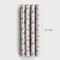 Watercolor Woodland Fox Gift Wrap, Winter Fox Wrapping Paper, Forest Animal Wrapping Paper, Adorable Holiday Gift Wrap, Christmas Present Roll