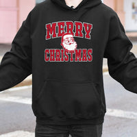 Retro Distressed Santa Claus Pullover, Merry Christmas Santa Hoodie, Vintage Xmas Graphic Hoodie, Holiday Sweatshirt
