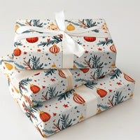 Pine Bough Christmas Gift Wrap, Watercolor Ornaments Wrapping Paper, Festive Holiday Wrapping Paper, Traditional Xmas Present Paper Roll