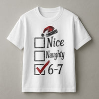Humorous Santa List Graphic Tee, Nice Naughty 6-7 Christmas Shirt, Gen Alpha Meme Holiday T-Shirt, Retro Xmas Graphic Shirt, Holiday Present