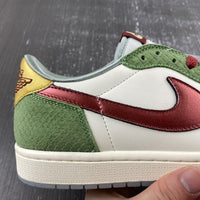 Low Top Sneakers, White Red Green Gold Colorway, Lace Up Design, Casual Gift for Sneaker Fans