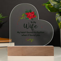 Poinsettia LED Night Light Plaque, To My Wife Christmas Heart Acrylic Plaque, Romantic Wife Acrylic Heart Plaque, Holiday Present for Her