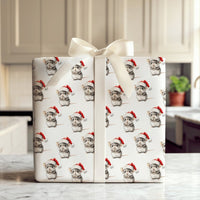 Santa Hat Chinchilla Gift Wrap, Chinchilla Christmas Wrapping Paper, Watercolor Animal Wrapping Paper, Adorable Pet Holiday Gift Wrap