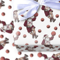 Red Maroon Sports Gift Wrap, Basketball Santa Wrapping Paper, State Basketball Wrapping Paper, Christmas Holiday Gift Wrap Roll