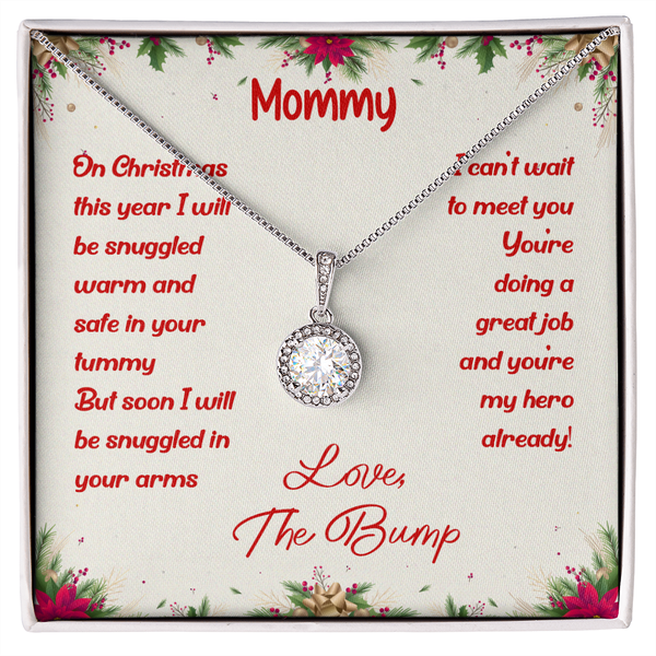 Eternal Hope Pendant Necklace, Christmas Necklace for New Mom, White Gold Over Stainless Steel Jewelry, First Christmas from 