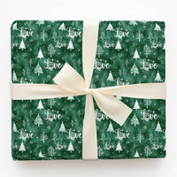 Holy Family Holiday Gift Wrap, Nativity Love Christmas Wrapping Paper, Emerald Green Christian Paper, Winter Snowflake Present Wrap
