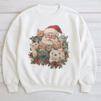 Retro Cat Lover Christmas Sweatshirt, Santa Claus and Kittens Sweatshirt, Holiday Kitten Crewneck, Vintage Xmas Pullover, Cat Sweatshirt