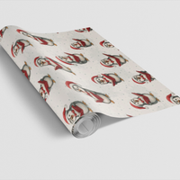 Whimsical Winter Animal Gift Wrap, Snowy Caroling Penguin Wrapping Paper, Adorable Christmas Present Paper, Holiday Penguin Wrapping Paper