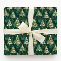 Watercolor Winter Tree Gift Wrap, Snowy Forest Christmas Wrapping Paper, Woodland Pine Wrapping Paper, Holiday Present Supplies