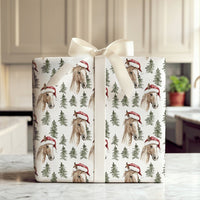 Equestrian Santa Hat Pine Tree Gift Wrap, Horse Christmas Wrapping Paper, Watercolor Horse Wrapping Paper, Country Holiday Horse Gift Wrap