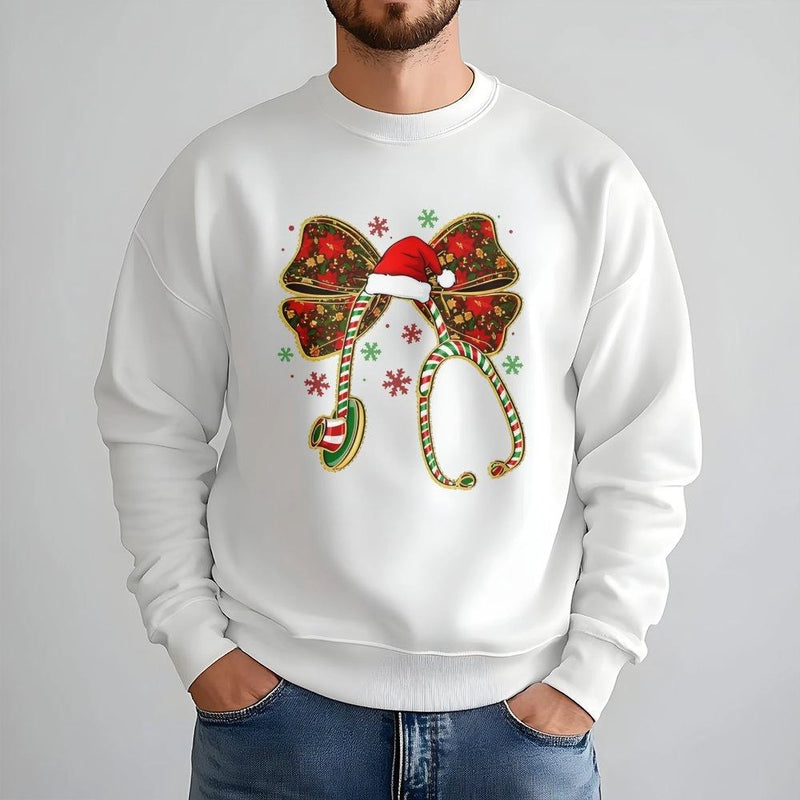 Festive Stethoscope Holiday Crewneck, Christmas Nurse Sweatshirt, RN ICU Nurse Winter Shift Sweater, Nursing Student Xmas Pullover Present