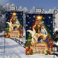 Christmas Nativity Holiday Yard Flag, It is All About Jesus Garden Flag, Double Sided Christian Faith Flag, Winter Lawn Religious Decor
