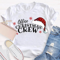 Humorous Coworker Holiday Graphic Tee, Office Christmas Crew Santa Hats Shirt, Matching Office Party T-Shirt, Work Team Christmas Present
