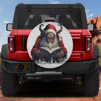 Dark Christmas Folklore Tire Cover, Krampus Santa Spare Tire Cover, Creepy Holiday Horror Tire Cover, Gothic Winter Truck SUV Present