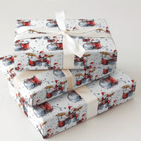 Watercolor Drummer Gift Wrap, Drumming Santa Christmas Wrapping Paper, Rock and Roll Santa Wrapping Paper, Music Lover Holiday Gift Wrap