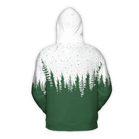 Forest Pine Tree 3D Hoodie, Christmas Reindeer Hoodie, Holiday Nature Sweatshirt, Winter Silhouette Pullover Hoodie, Xmas Present for Women Men