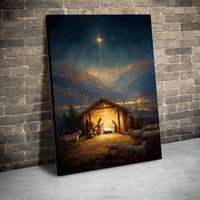 Star of Bethlehem Wall Art Canvas, Holy Night Nativity Scene Canvas Print, Christian Christmas Canvas, Religious Holiday Home Decor Present