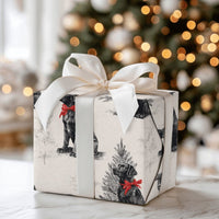 Vintage Dog Holiday Gift Wrap, Black Labrador Christmas Wrapping Paper, Retro Lab Pine Tree Wrapping Paper, Pet Lover Gift Wrapping Paper