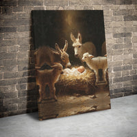Baby Jesus Manger Poster, Nativity Scene Canvas Wall Art, Christmas Holy Family Art, Christian Holiday Print, Digital Download