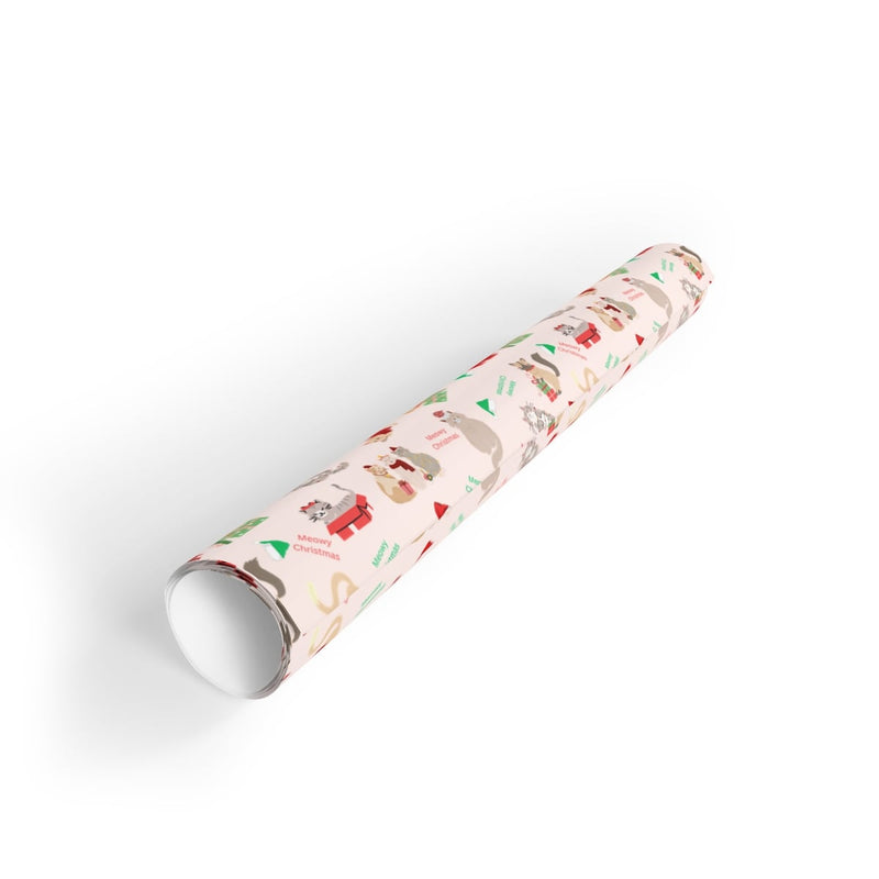Adorable Cat Christmas Wrapping Paper, Meowy Christmas Wrapping Paper, Santa Hat Cat Gift Wrap, Holiday Present Wrap, Cat Lover Xmas Gift Wrap