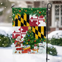 Double-Sided MD Holiday Yard Flag, Maryland Christmas Garden Flag Santa and Snowman Design, Winter Lawn Decor for Residents