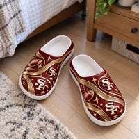 SF Gilded Scarlet - Ornamental Clog Sandal in Red and Gold