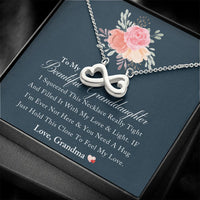 14k White Gold Finish Heart Necklace, Infinity Heart Necklace for Granddaughter, Message Card Jewelry, Birthday Christmas Present from Grandma