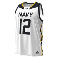 #12 Navy Midshipmen Jolly Rogers Alternate Replica Basketball Jersey - White