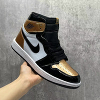 High Top Sneakers, Black Gold Colorway, Mismatched Colorway, Lace Up Design, Casual Gift for Sneaker Fans