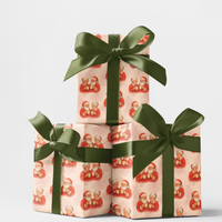Merry Mugs Christmas Wrapping Paper, Santa and Mrs Claus Wrapping Paper, Eggnog Holiday Gift Wrap, Adorable Vintage Christmas Wrapping Paper