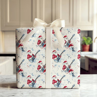 Watercolor Guitar Christmas Gift Wrap, Rock Star Santa Wrapping Paper, Cool Santa Holiday Wrapping Paper, Rocker Santa Christmas Gift Wrap