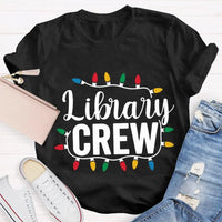 Festive Book Lover Librarian Shirt, Christmas Light Library Crew T-Shirt, Bookish Holiday Graphic Tee, Reader Xmas Present