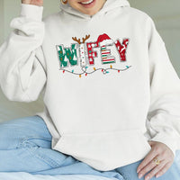 Festive Reindeer Antler Hooded Sweatshirt, Hubby Christmas Hoodie, Matching Couples Holiday Pullover, Xmas Present for Husband