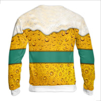Clinking Beer Mugs Holiday Sweatshirt, Beer Lover Ugly Christmas Sweater, Humorous Drinking Party Xmas Crewneck, Beer Drinker Ugly Sweater Present