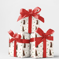 Dog in Santa Hat Wrapping Paper, Chocolate Labrador Christmas Wrapping Paper, Lab Puppy Holiday Gift Wrapping Paper, Dog Lover Gift Wrap