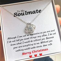 White Gold Pendant Necklace, Soulmate Love Knot Necklace, Sparkling Cubic Zirconia Necklace, Romantic Wife Jewelry, Christmas Present for Her