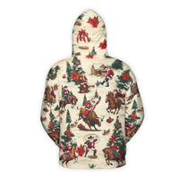 Bull Riding Christmas Hoodie, Western Cowboy Santa Hoodie, Rodeo Holiday Sweatshirt, Country Xmas Graphic Hoodie, Festive Rodeo Present