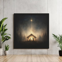 Holy Family Starry Night Canvas Print, Nativity Scene Canvas Art, Christian Christmas Wall Art, Religious Holiday Wall Decor Present