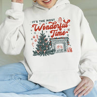 Retro Its the Most Wonderful Time Hoodie, Christmas Tree Hoodie, Holiday Graphic Hooded Sweatshirt, Comfy Winter Pullover Hoodie, Xmas Present