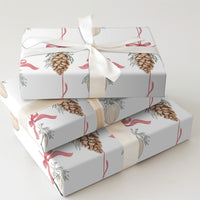 Watercolor Ornament Holiday Gift Wrap, Pinecone Christmas Wrapping Paper, Rustic Winter Wrapping Paper, Festive Xmas Gift Wrapping Paper