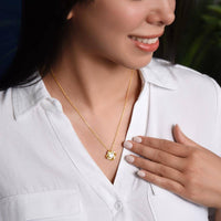 18k Gold Finish Knot Pendant Necklace, Love Knot Necklace for Wife, Cubic Zirconia Message Card Jewelry, Christmas Present for Her