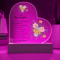 Floral Stepdaughter LED Night Light Plaque, Stepdaughter Acrylic Heart Plaque, Sentimental Desk Sign Plaque, Christmas Birthday Present