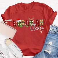 Custom Name Book Lover Holiday Shirt, Personalized Librarian Christmas T-Shirt, Festive Library Graphic Tee, Xmas Reading Present