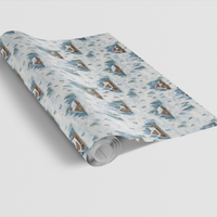 Alpine Ski Lodge Gift Wrap Paper, Snowfall Chalet Winter Wrapping Paper, Mountain Cabin Present Wrapping, Christmas Holiday Gift Wrap Paper