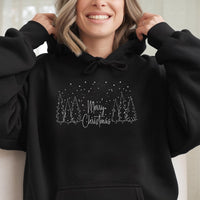 Minimalist Pine Tree Snowy Winter Hoodie, Merry Christmas Hoodie, Aesthetic Christmas Forest Sweatshirt, Comfy Holiday Pullover Present