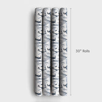 Adorable Winter Holiday Wrapping Paper, Watercolor Penguin Wrapping Paper, Christmas Penguin Gift Wrap, Festive Snowy Tree Wrapping Paper Roll