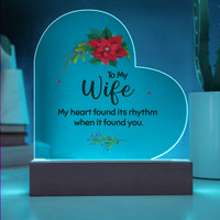 Poinsettia LED Night Light Plaque, To My Wife Christmas Heart Acrylic Plaque, Romantic Wife Acrylic Heart Plaque, Holiday Present for Her