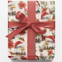 Santa Hat Patriotic Gift Wrap, Holiday Majesty Eagle Wrapping Paper, Christmas Bird Present Paper Roll, Winter Holiday Gift Wrapping Paper