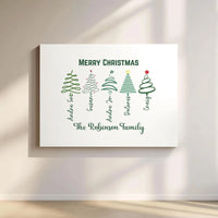 Custom Name Christmas Tree Print, Personalized Family Christmas Canvas, Family Christmas Wall Art, Holiday Tree Canvas, Family Holiday Present